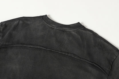 Washed Damage Raw Edge Short Sleeve T-Shirt WN23056