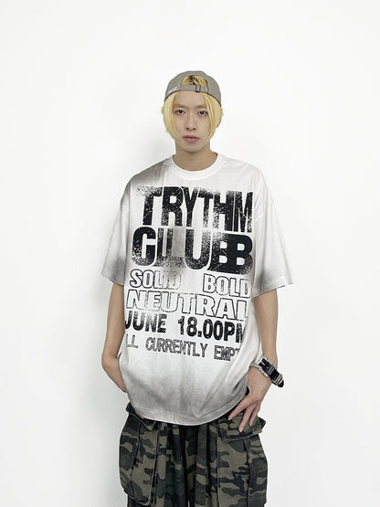 Tie Dye Letter Dirty Short Sleeve T-Shirt WN24253