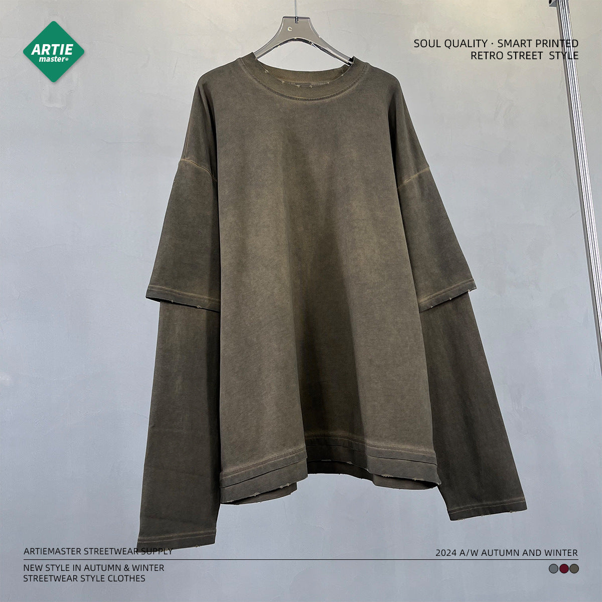 Fake Layered Round Neck Long Sleeve T-Shirt WN7811