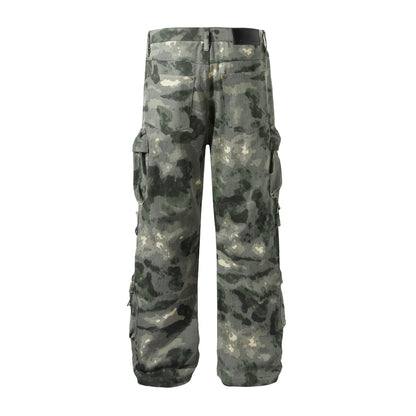 Camouflage Multi-Pocket Wide-Leg Cargo Pants WN11278