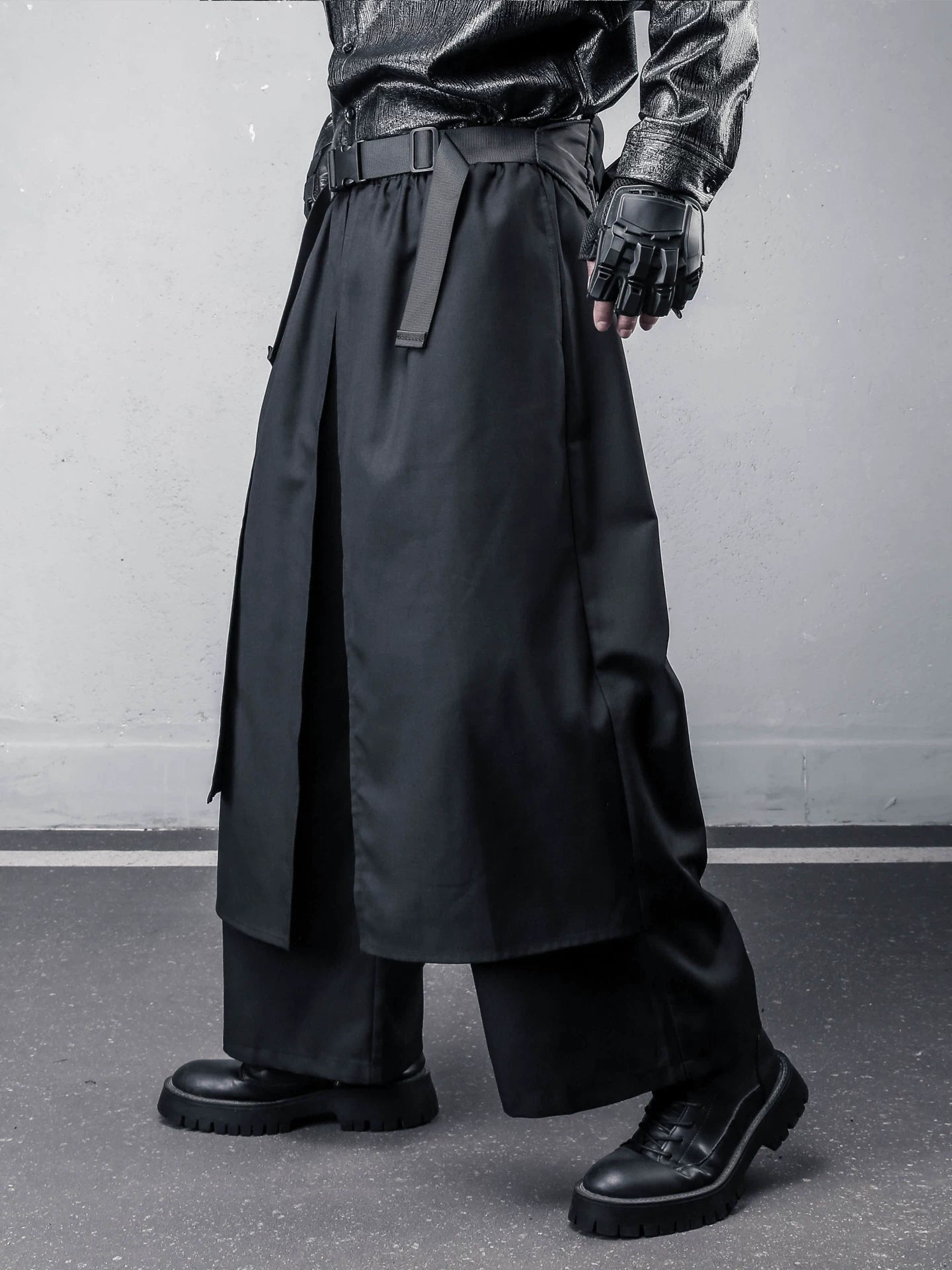 Fake Layered Deconstruct Wide Leg Pants WN22493