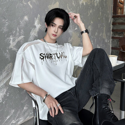 Oversize Letter Cutout Short Sleeve T-Shirt WN25100
