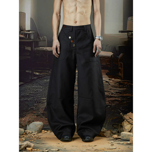 Multi-Button Deconstructed Wide Leg Trousers WN18429