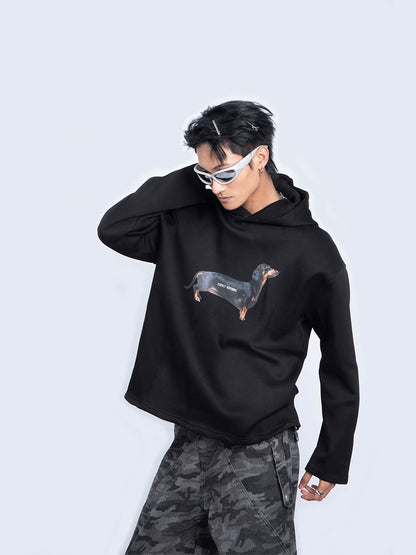 Dog Print Oversize Pullover Hoodie WN9235