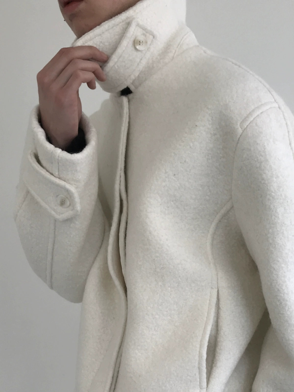 Standing-Collar Short Wool Jacket WN21459