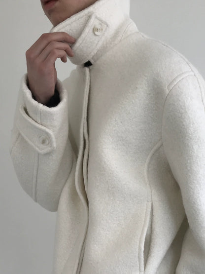 Standing-Collar Short Wool Jacket WN21459