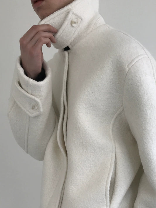 Standing-Collar Short Wool Jacket WN21459