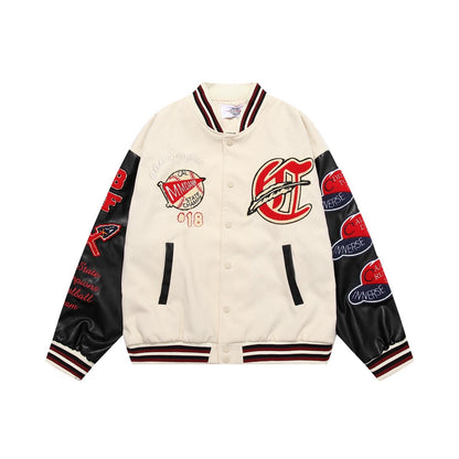 Embroidery PU Leather Baseball Jacket WN8370