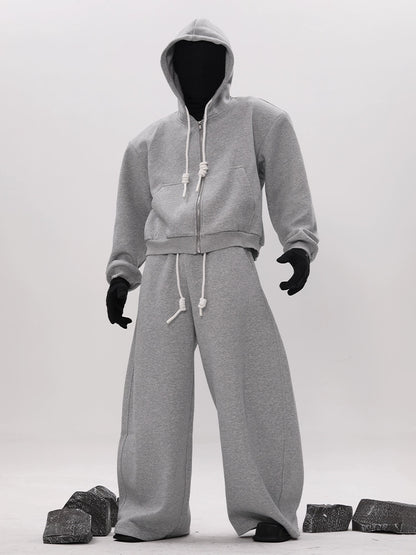 Plain Design Drawstring Wide Leg Sweatpants WN18618