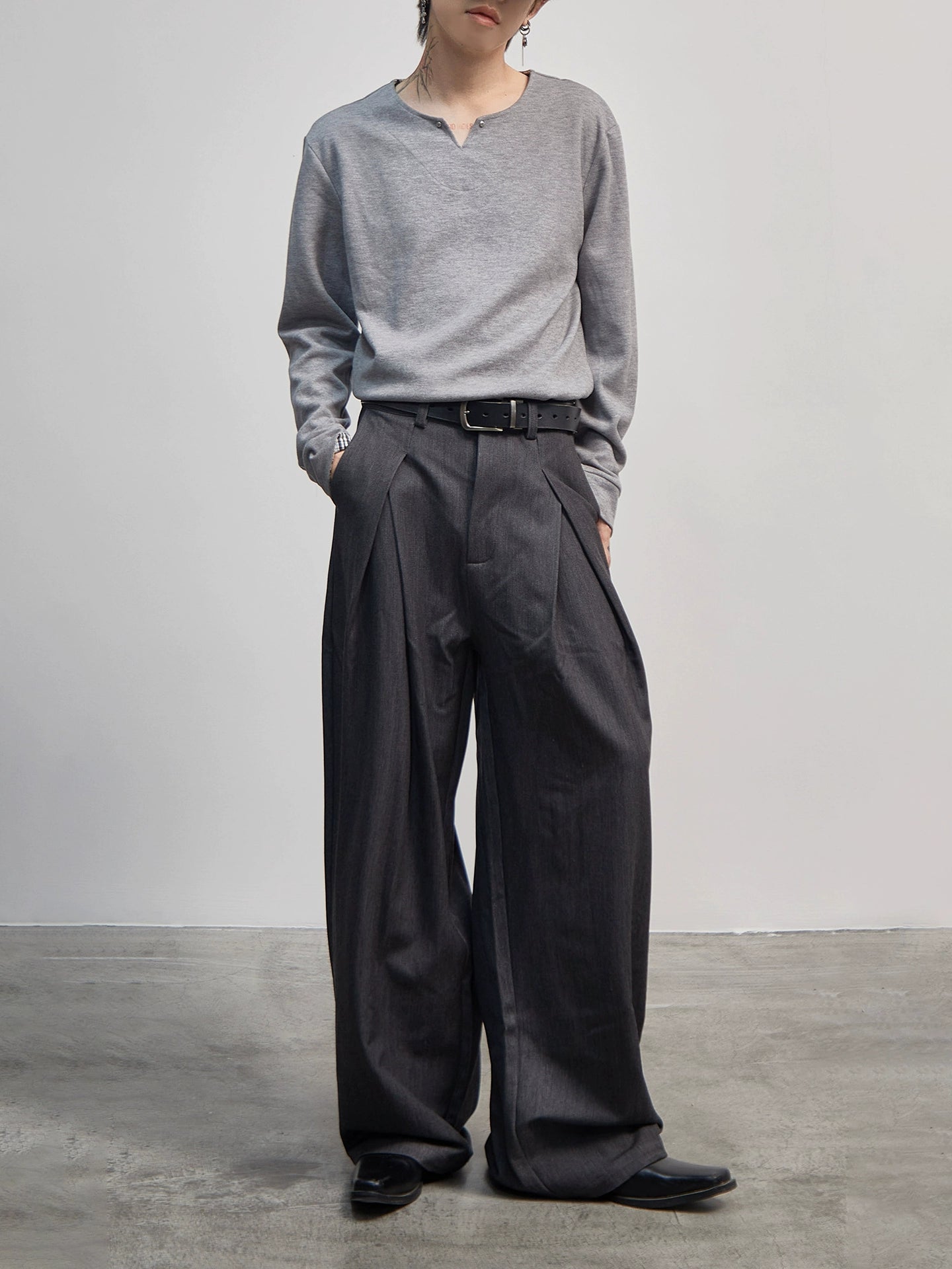 Plain Pullover Button Long Sleeve T-Shirt WN21188