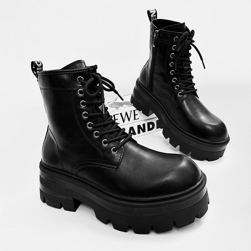 Lace Up Thick Sole Short Boots WN24562