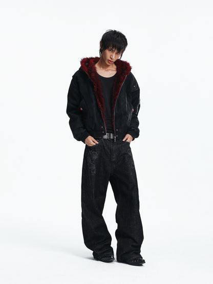 Gradient Fake Fur Hooded Puffer Jacket WN27322