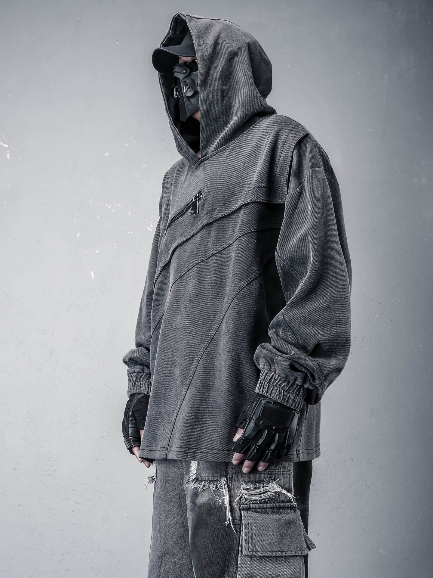 Damage Wash Denim Hoodie WN22450