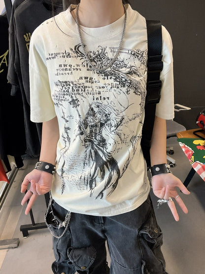 Ilustration Art Print Oversize Short Sleeve T-Shirt WN16734