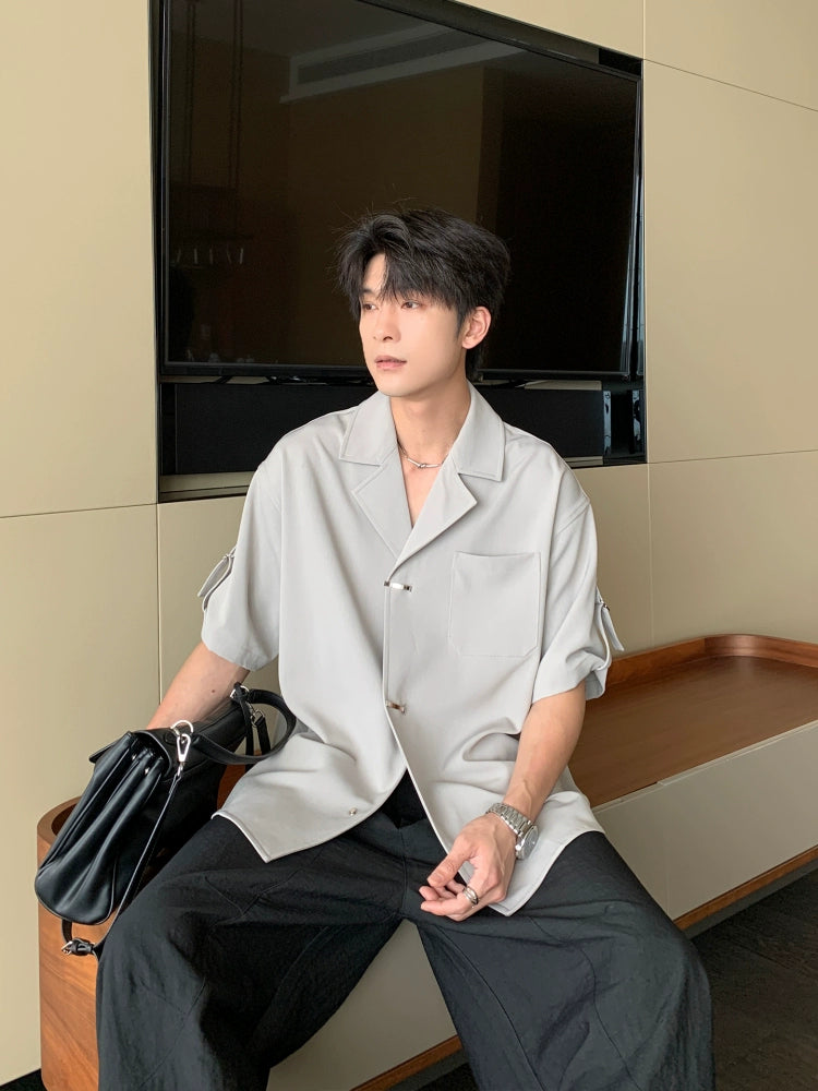 Wrinkle-Free Cuban Collar Short Sleeve Shirt WN20431