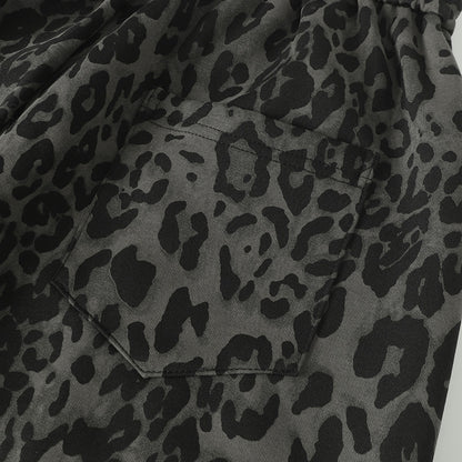 Leopard Print Sporty Drapey Wide Leg Pants WN25600