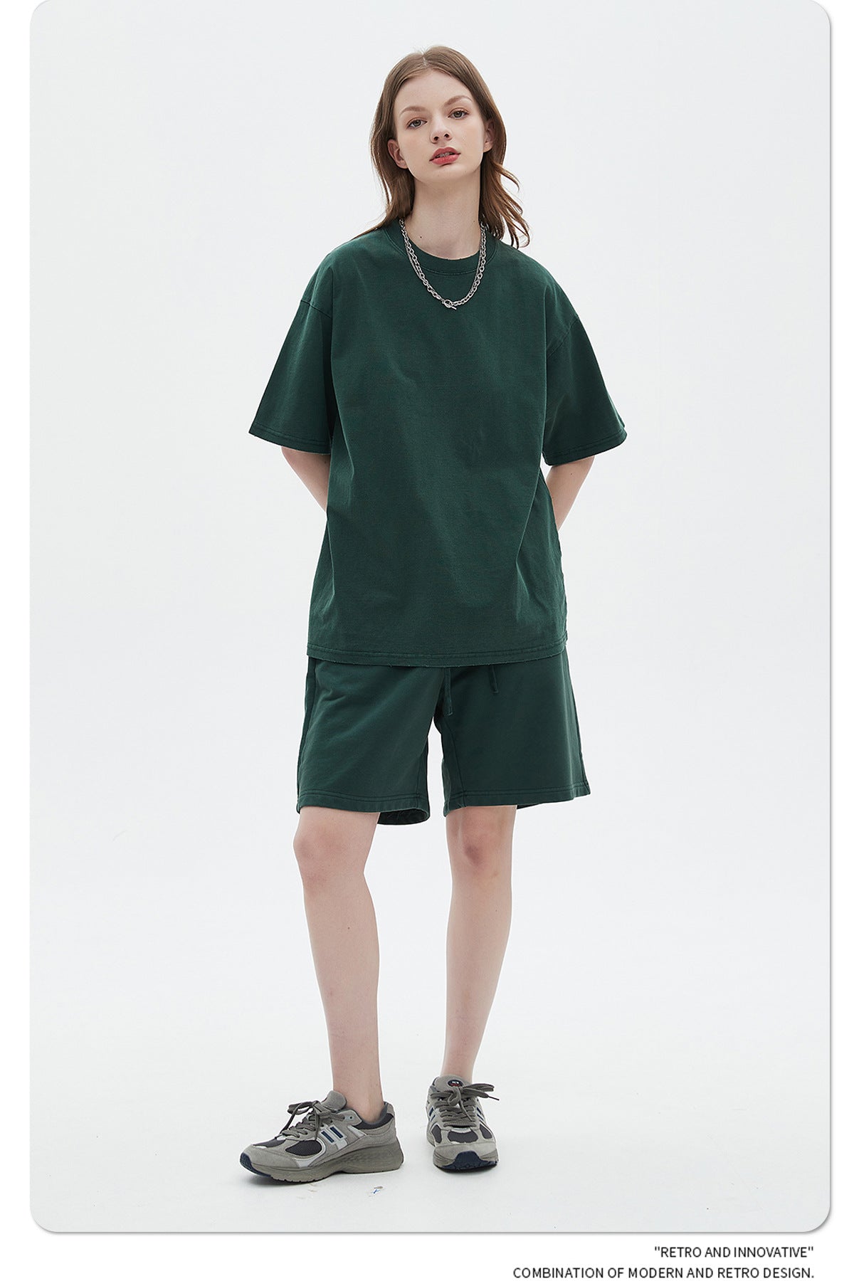 Washed Dyed Oversize Damage Short-sleeve T-shirt & Short Sweatpants Setup WN6630