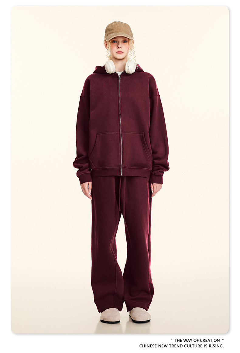 Fleece Lining Oversize Washed Zipper Hoodie WN9943