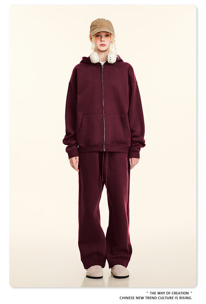 Fleece Lining Oversize Washed Zipper Hoodie WN9943