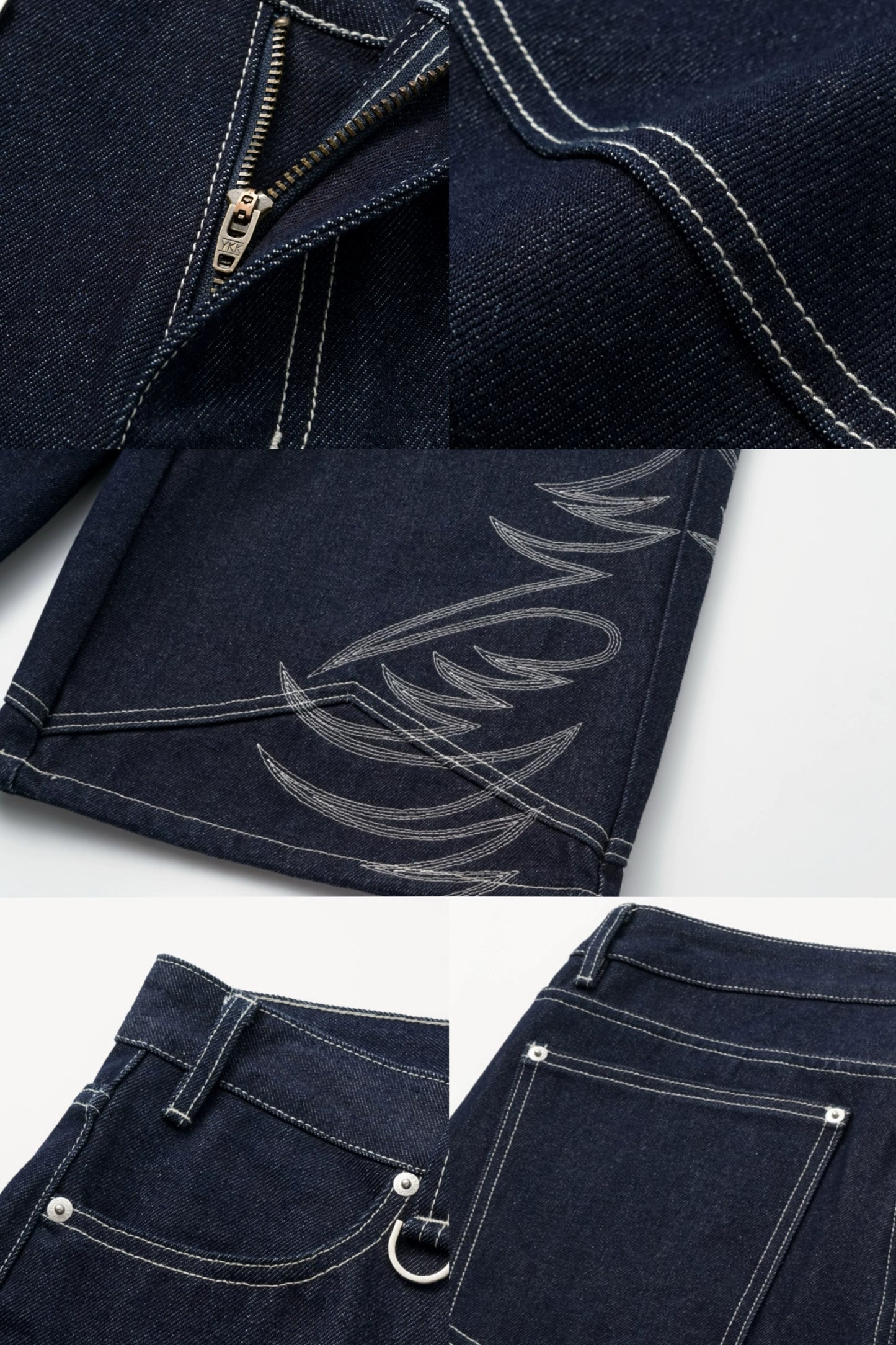 Embroidered Half Denim Jeans WN19678
