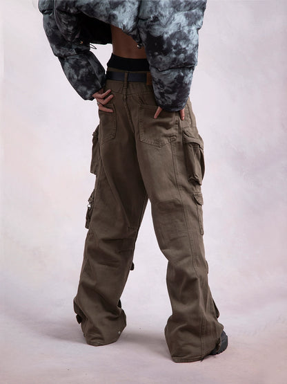 Multi-Pocket Straight Cargo Pants WN9323