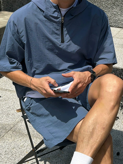 Quick-Dry Short Sleeve Hoodied T-shirt & Straight Half Pants Setup WN20316