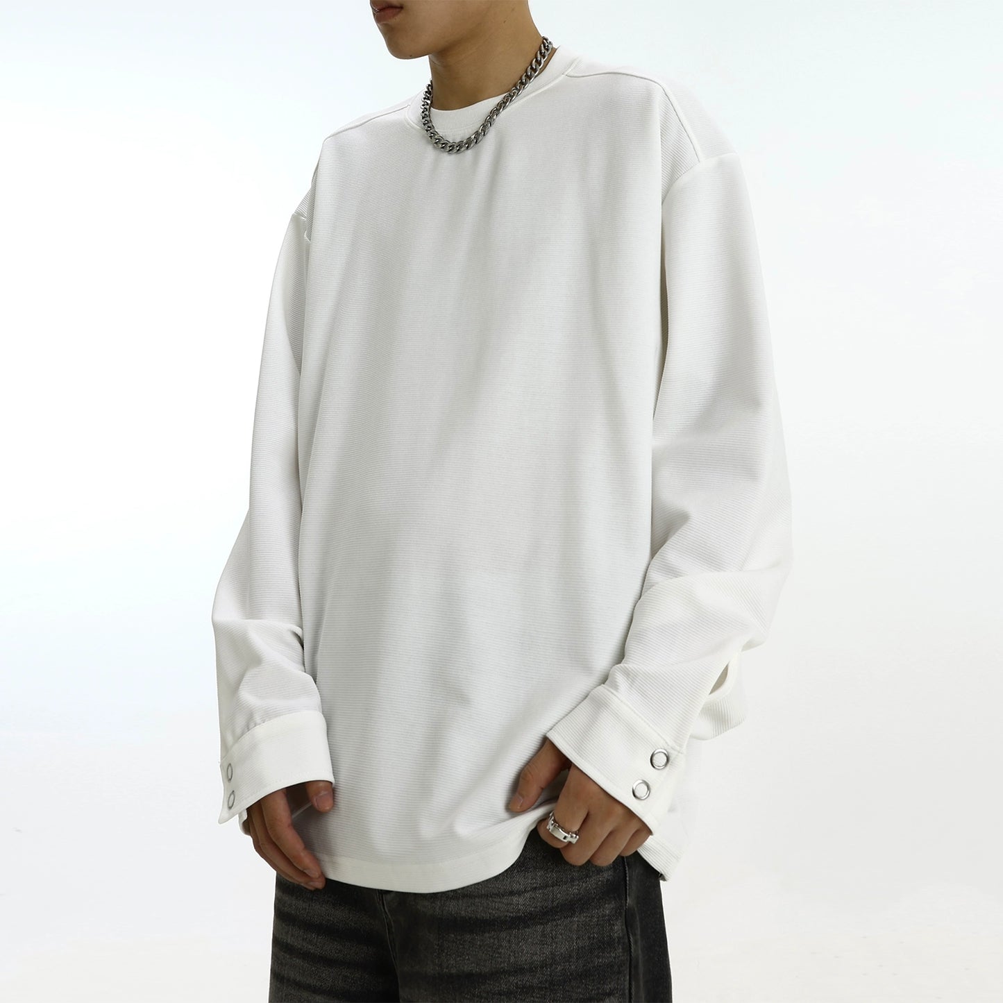 Oversize Round Neck Long Sleeve T-Shirt WN5784