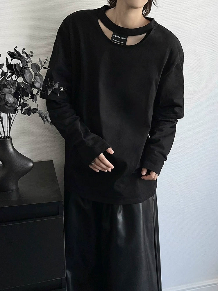 Deconstructed Hollow-Out Long Sleeve T-Shirt WN19366