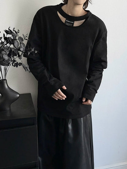 Deconstructed Hollow-Out Long Sleeve T-Shirt WN19366