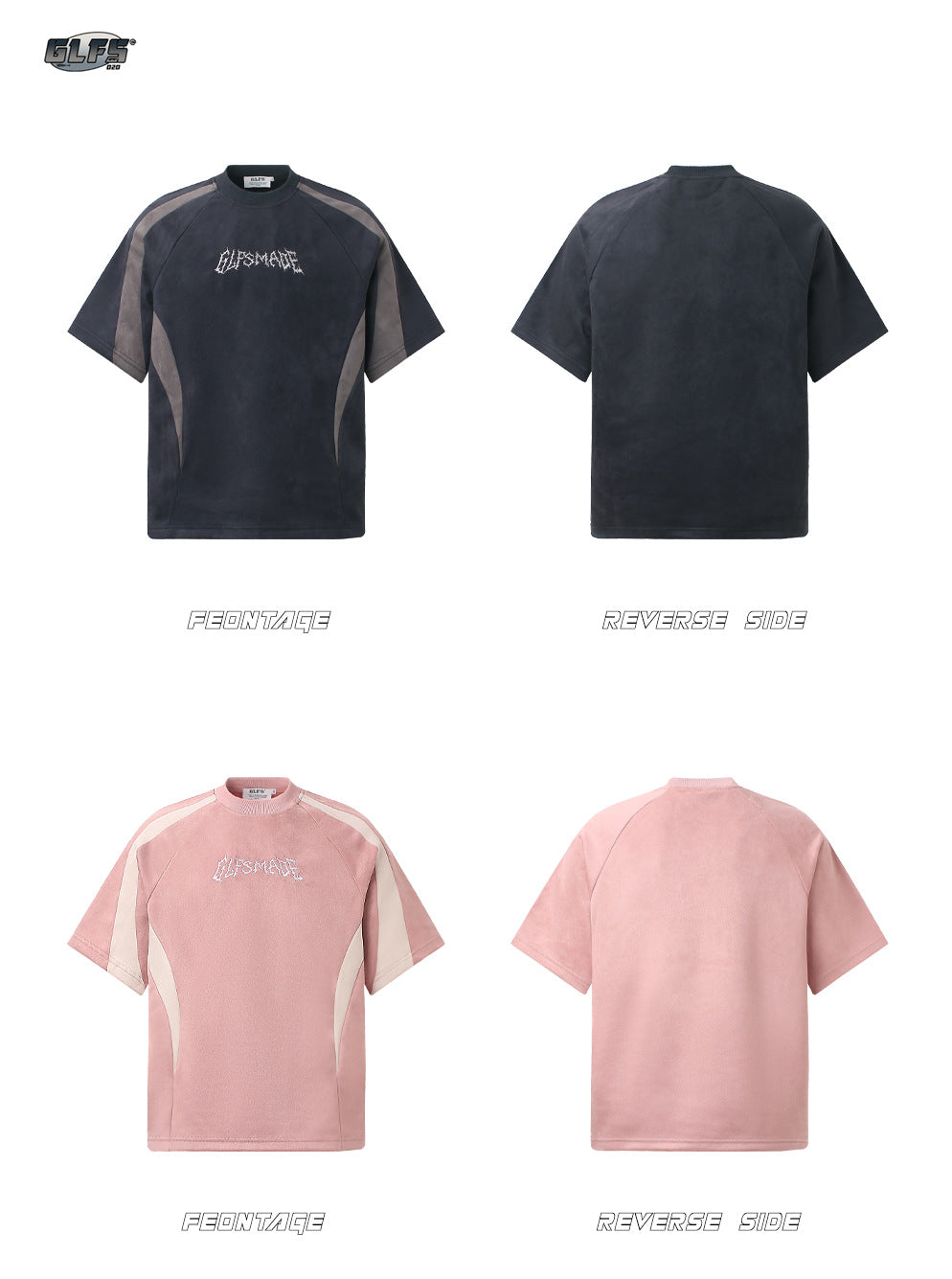 Heavyweight Suede Panel Embroidery Short Sleeve T-Shirt WN26494