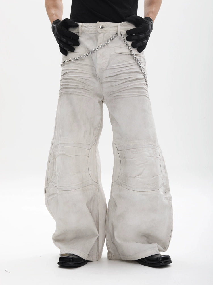 Deconstructed Wide Leg Denim Jeans WN18679