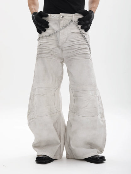 Deconstructed Wide Leg Denim Jeans WN18679