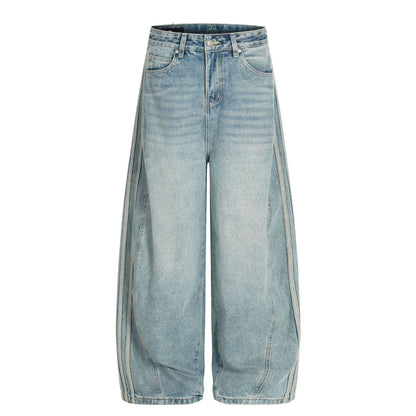 Washed Side Stripe Curved Denim Jeans WN26151