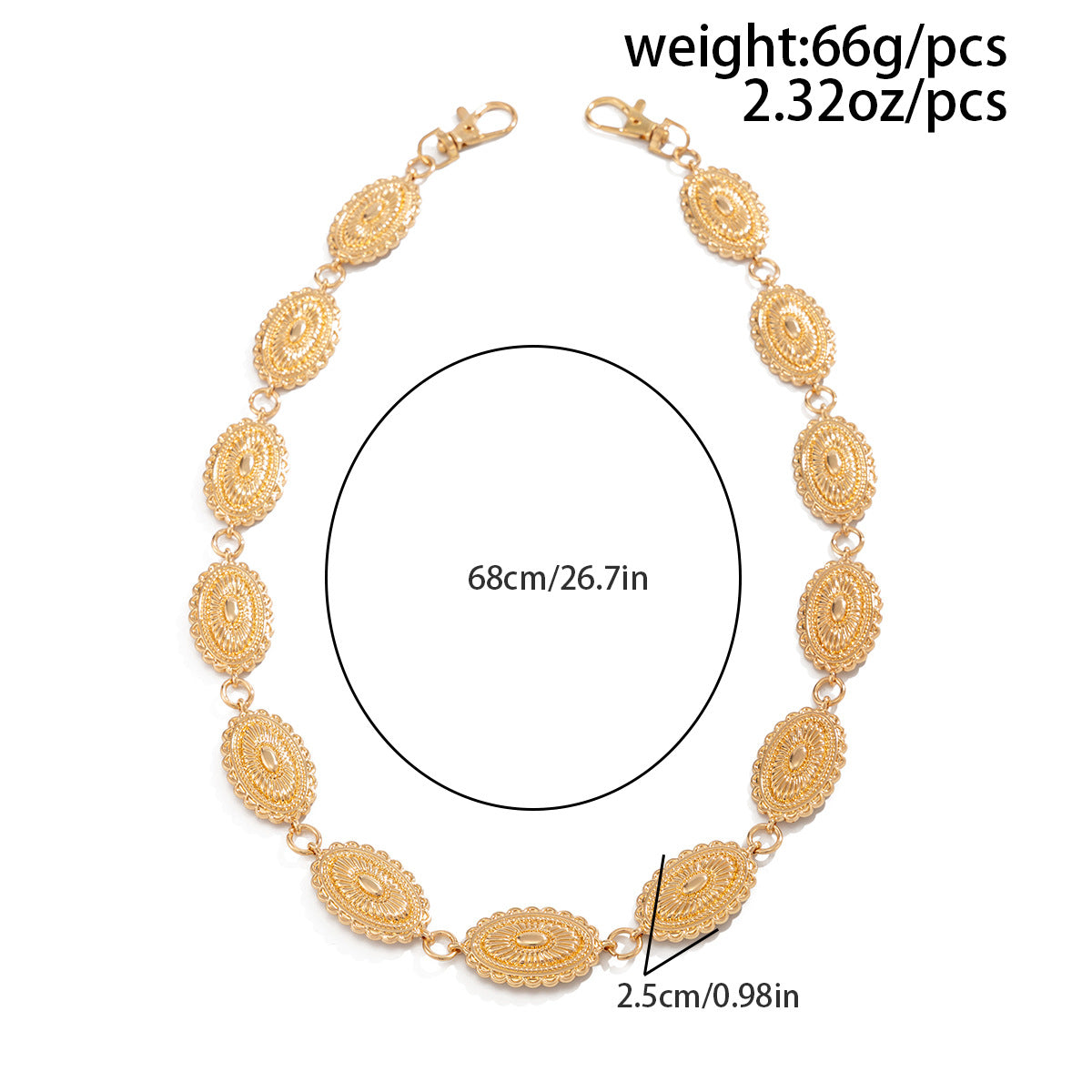 Oval Pattern Metal Pants Chain WN21058