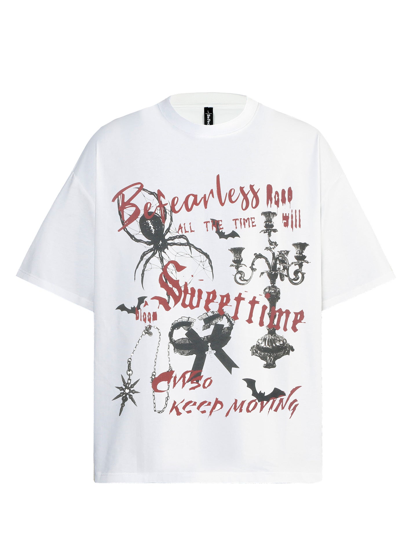 Gothic Spider Letter Print Short Sleeve T-Shirt WN26182