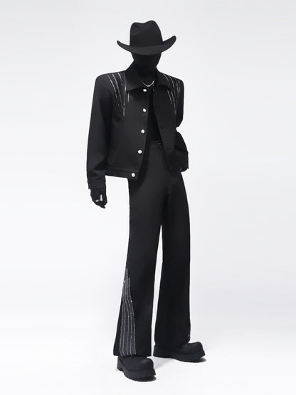 Studs Line Short Jacket & Studs Line Flare Trousers Setup WN23715