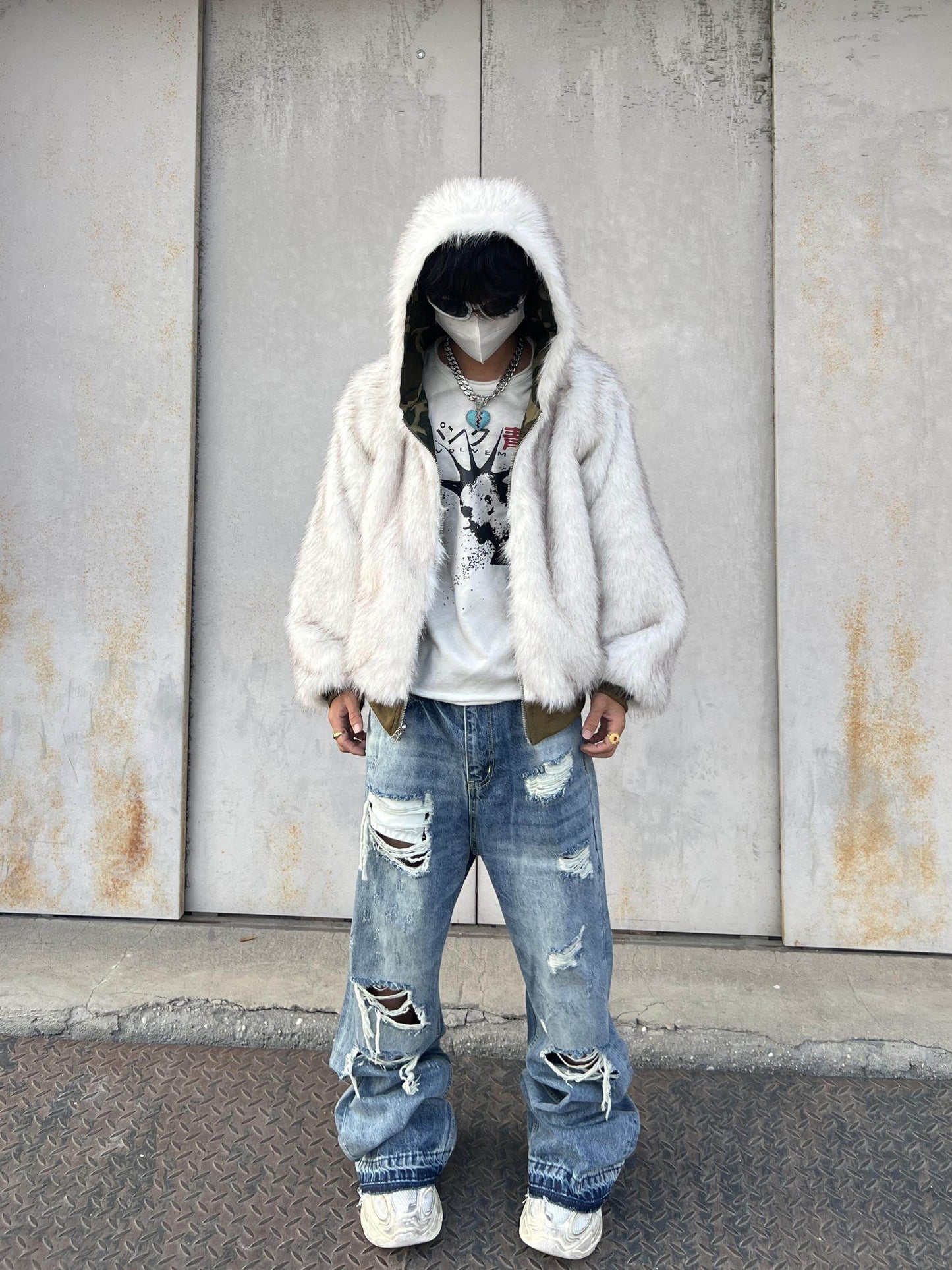 Damage Washed Flare Denim Jeans WN24128