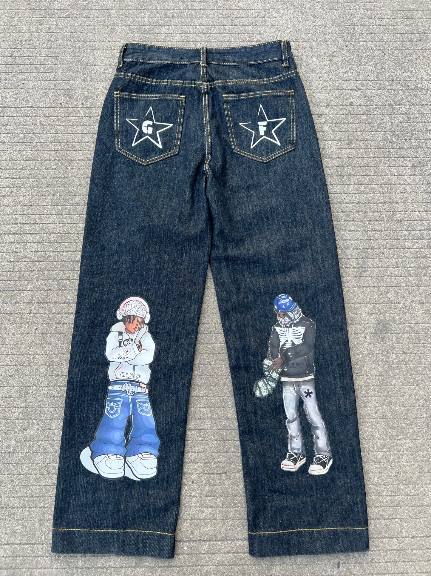 Anime Print Straight Denim Jeans WN24097