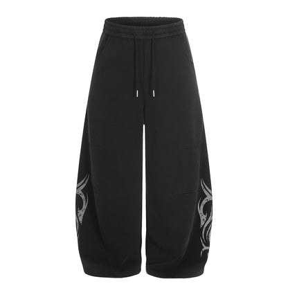 Tribal Print Drawstring Wide Leg Sweatpants WN25390