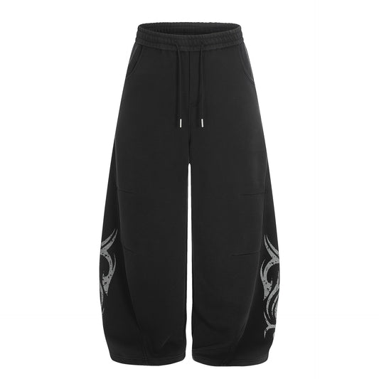Tribal Print Drawstring Wide Leg Sweatpants WN25390
