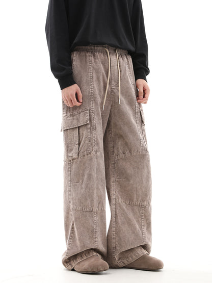 Corduroy Wide-Leg Cargo Pants WN10269