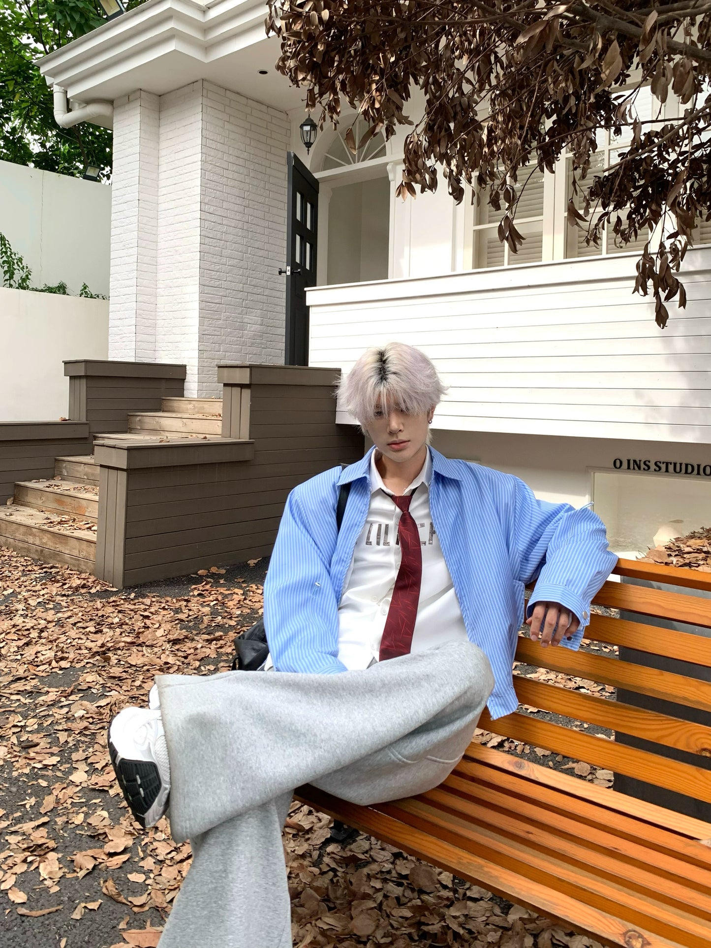 Striped Oversize Long Sleeve Shirt WN19872