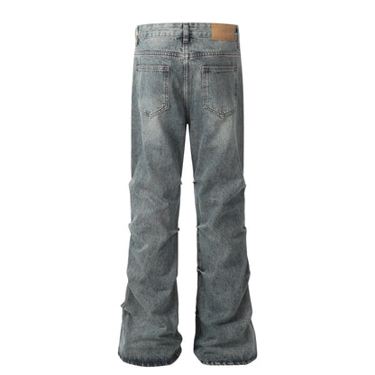 Washed Pleats Straight Denim Jeans WN25924
