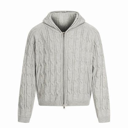 Twist Knit Hooded Oversize Knit Cardigan WN24373