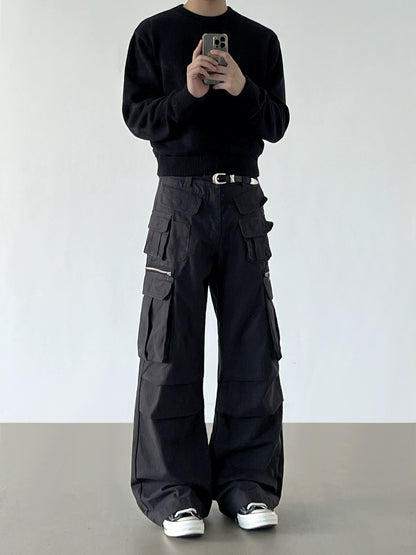Multi-Pocket Wide Leg Straight Cargo Pants WN21199