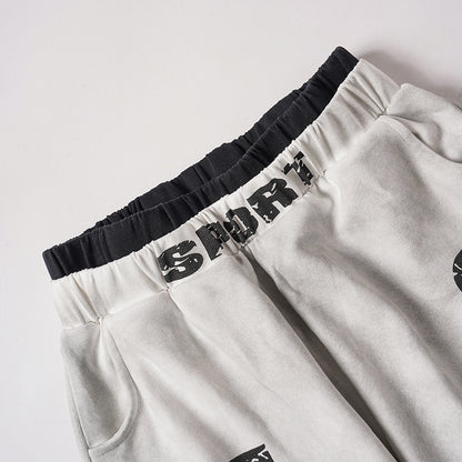Letter Print Washed Wide Leg Sweatpants WN27927