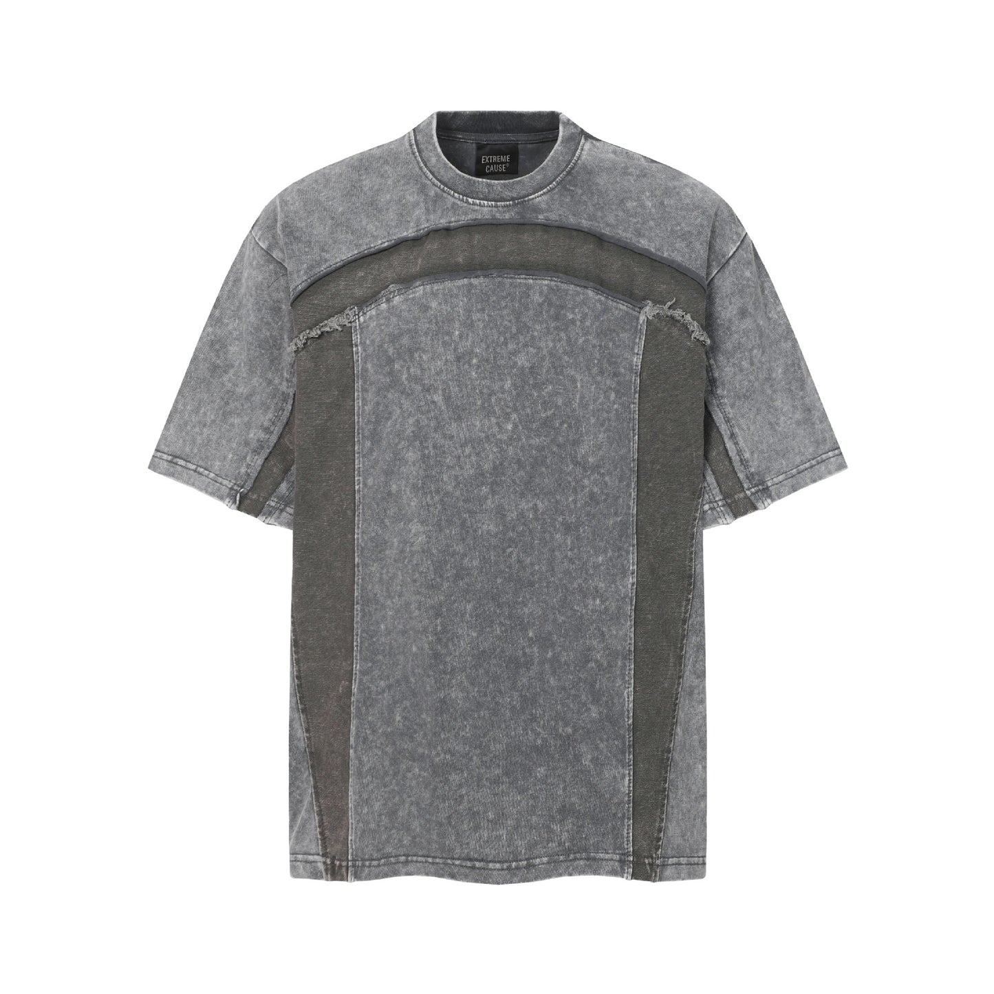Washed Panel Design Short Sleeve T-Shirt WN25401