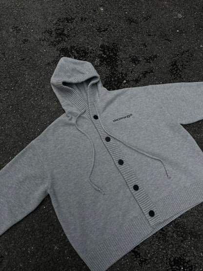 Letter Embroidery Hooded Knit Cardigan WN28125
