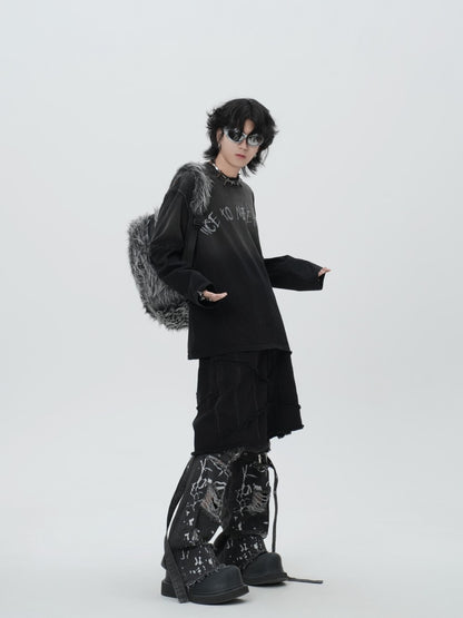Washed Fake Layered Letter Graphic Short Sleeve T-Shirt WN28014
