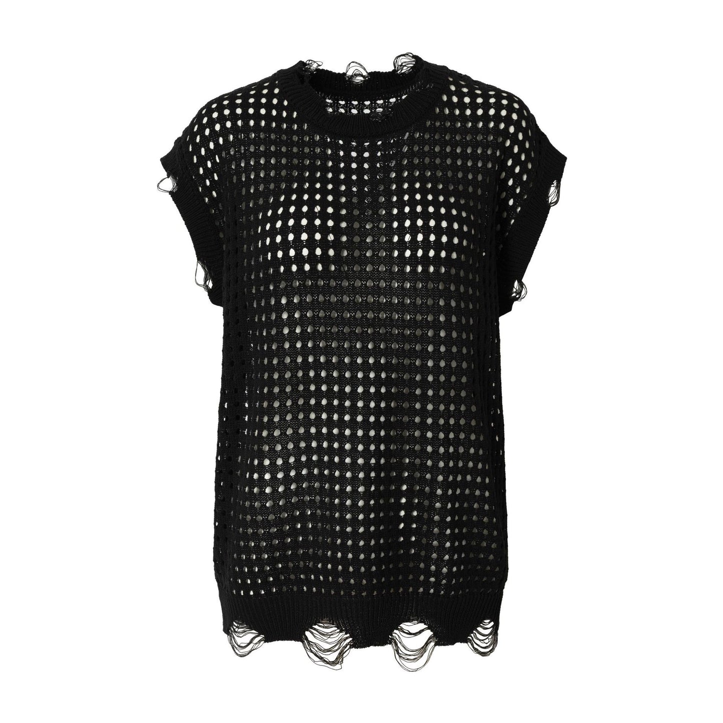 Mesh Damage Design Knit Vest WN25757